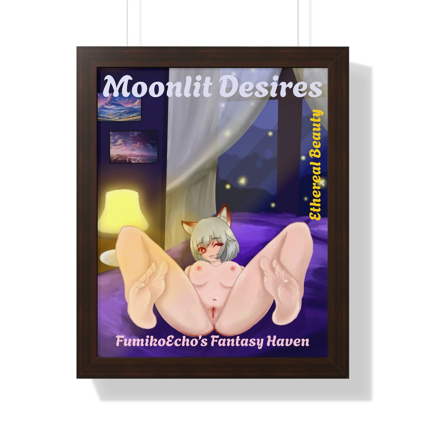 Moonlit Desires Framed Vertical Poster - Ethereal Beauty Art for Fantasy Lovers