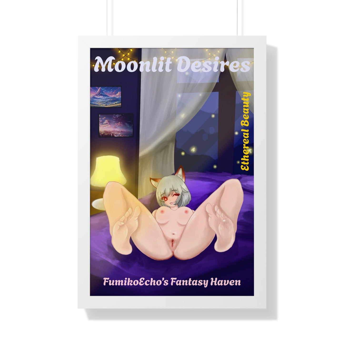 Moonlit Desires Framed Vertical Poster - Ethereal Beauty Art for Fantasy Lovers