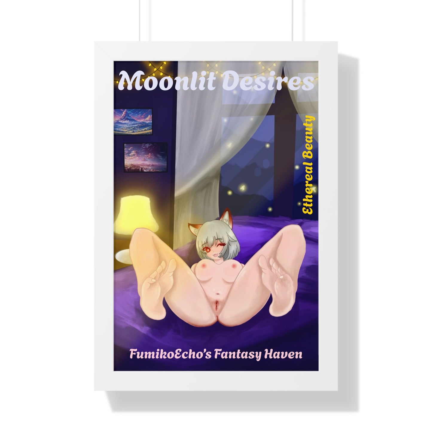 Moonlit Desires Framed Vertical Poster - Ethereal Beauty Art for Fantasy Lovers