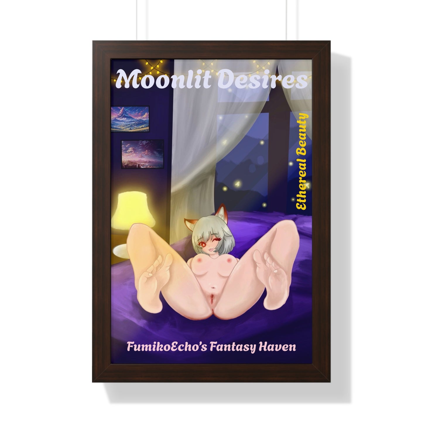 Moonlit Desires Framed Vertical Poster - Ethereal Beauty Art for Fantasy Lovers